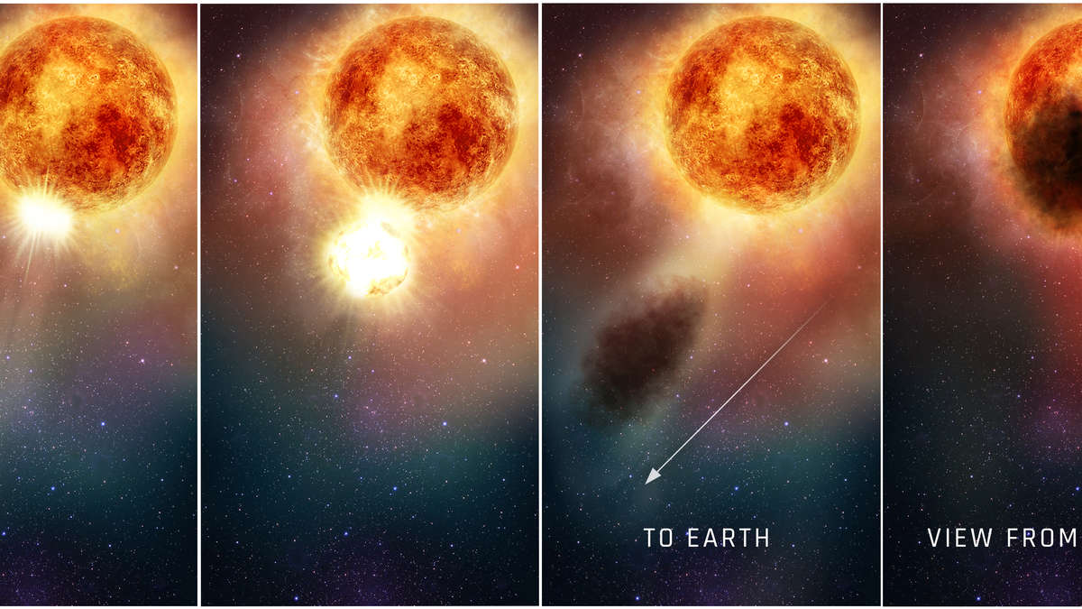 Riesenstern Betelgeuse wird wieder dunkel - das Weltraumteleskop "Hubble" hat eine Staubwolke beobachtet