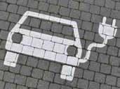 Symbol des Parkplatzes für E-Charging