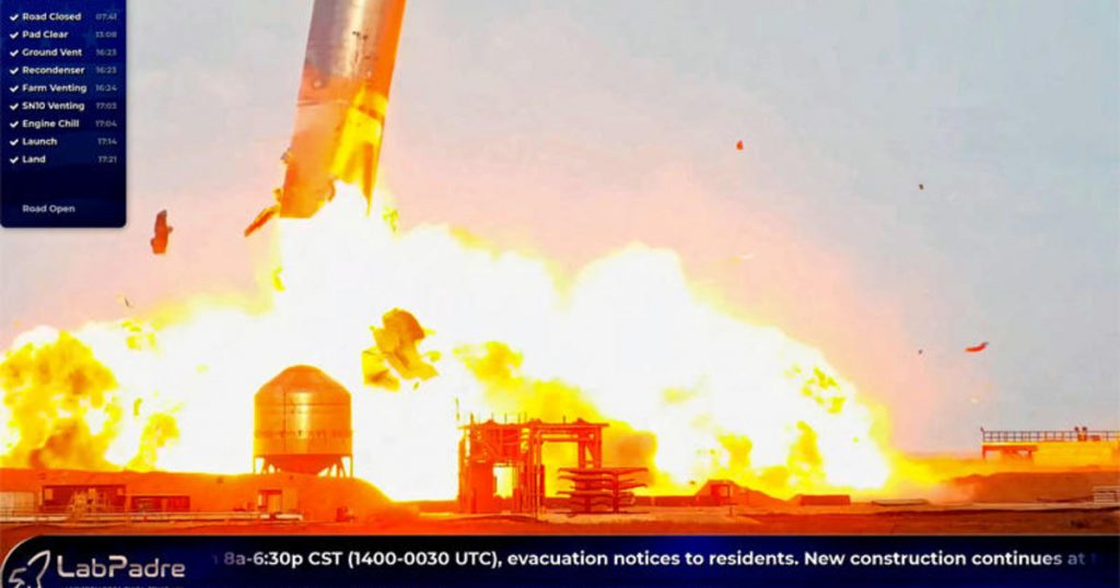 Der Prototyp des SpaceX Starship SN10 landet und explodiert dann