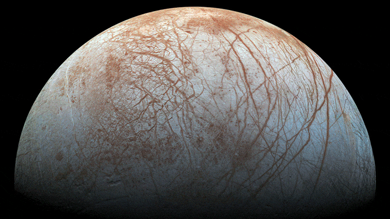 Jupiter-Mondoberfläche Europa von kleinen Einschlägen aufgewühlt - könnte derzeit geeignete Lebensbedingungen haben