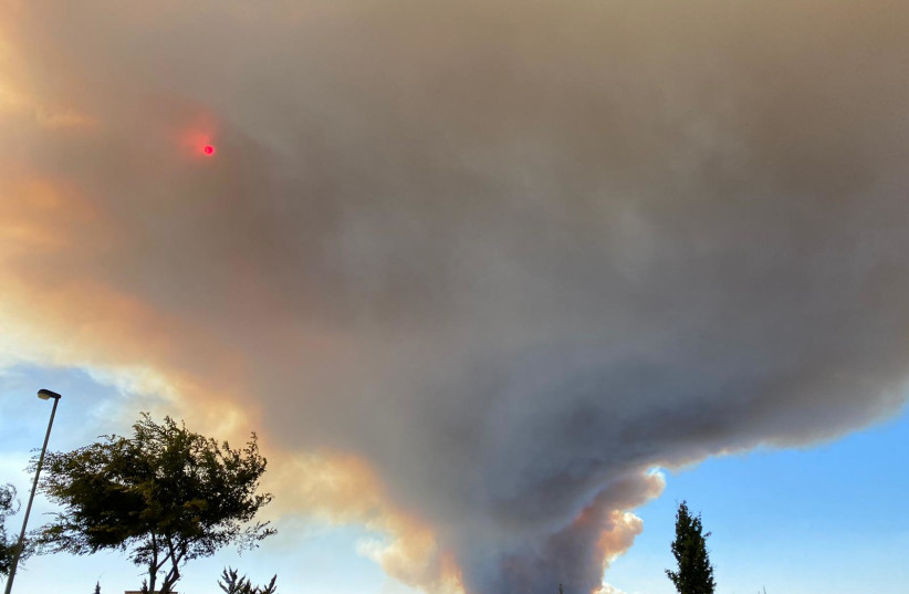     Ein Blick auf das Feuer von Beit Meir von Gilo (Credit: SETH J. FRANTZMAN)
