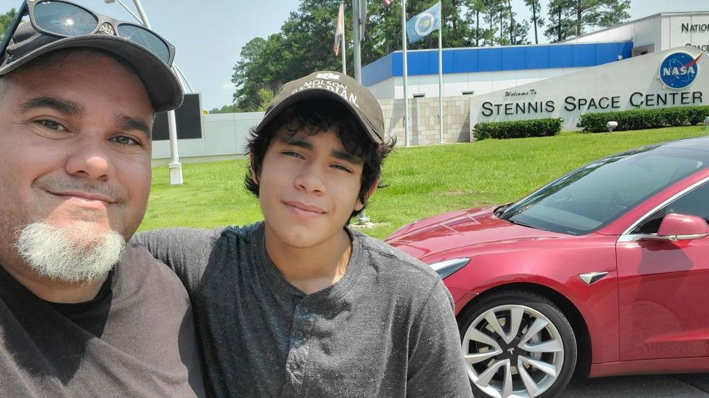 Albert and Ethan Borjas visit Stennis Space Center in Mississippi as part of their road trip of space-related locations.