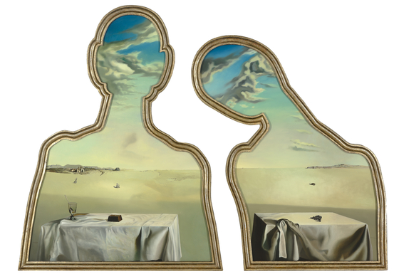 ″ Paar mit einem Kopf voller Wolken ″ (1936) von Salvador Dali ⓒ Salvador Dali, Fundacio Gala-Salvador Dali, SACK, 2021  [MUSEUM BOIJMANS VAN BEUNINGEN]