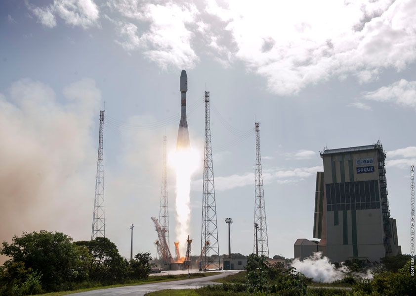 UPDATE: Arianespace wird am Freitag zwei europäische Navigationssatelliten mit einer Sojus-Rakete starten.  Sehen Sie es live.