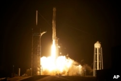 Eine SpaceX Falcon 9-Rakete mit der Crew Dragon-Kapsel startet am 10. November 2021 von der Startrampe 39A im Kennedy Space Center in Cape Canaveral, Florida.