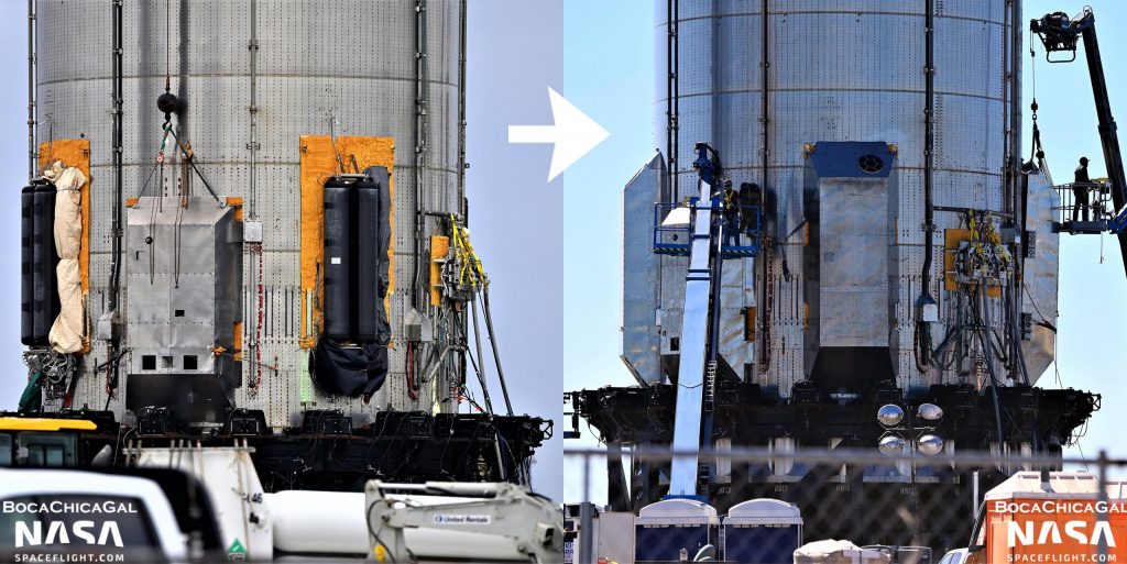 SpaceX installiert vollständig Super Heavy Booster „Aerocovers“