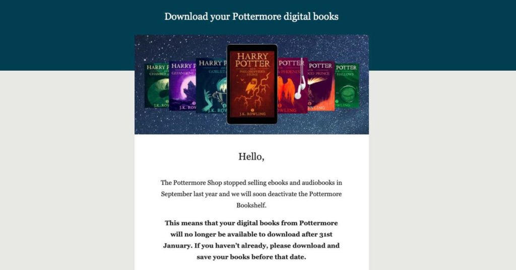Ankündigung des öffentlichen Dienstes: Laden Sie Ihre Harry-Potter-eBooks erneut auf Pottermore hoch, bevor sie endgültig weg sind