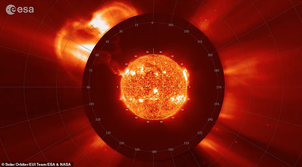Der Strahlungsausbruch brach auf der der Erde gegenüberliegenden Seite der Sonne aus und erstreckte sich Millionen von Kilometern in den Weltraum