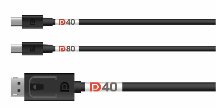 DisplayPort 2.0-Etiketten geben die Bandbreite an, um eine Verwechslung des HDMI 2.1-Typs zu vermeiden