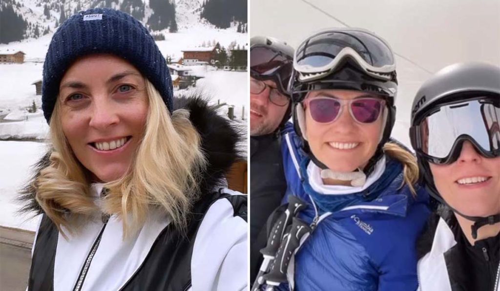 Kathryn Thomas feiert den St. Patrick's Day in einem österreichischen Skigebiet