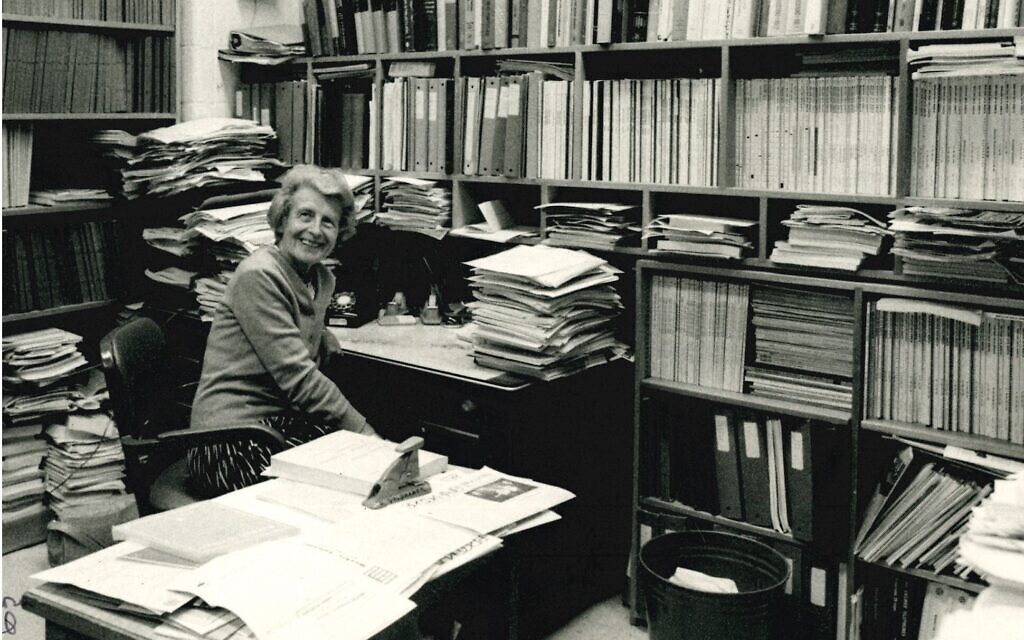Gertrude Goldhaber in her office in this undated photo. (Gertrude S. Goldhaber Collection, Leo Baeck Institute)
