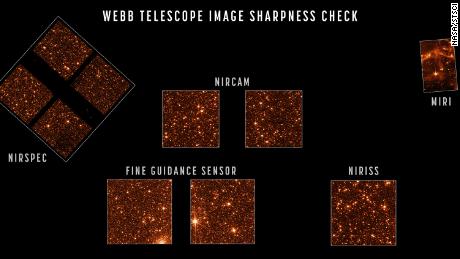 Jedes von Webbs Instrumenten erfasste kristallklare Bilder von Sternen in einer nahe gelegenen Galaxie.