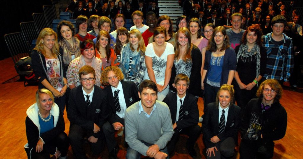 Strictly Come Dancing winner Tom Chambers visits performing art students at Ivybridge Community College in 2011