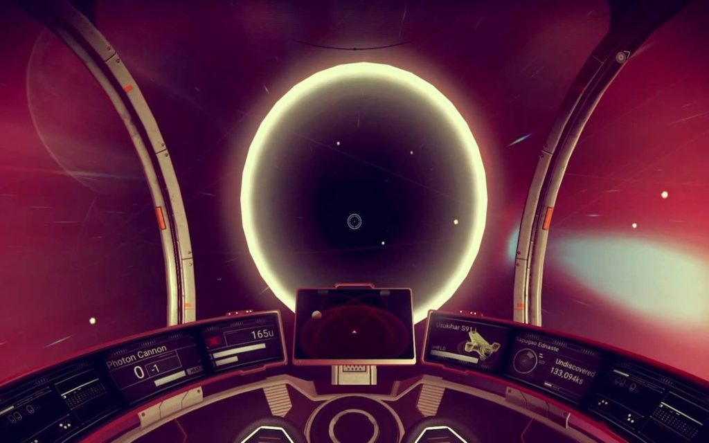 A traveler approaches a black hole in No Man's Sky (Image via Hello Games)