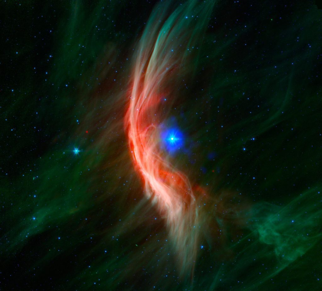 Spektakuläre Schockwelle von einem zurückgewiesenen Stern, der mit 100.000 Meilen pro Stunde durch den Weltraum rast