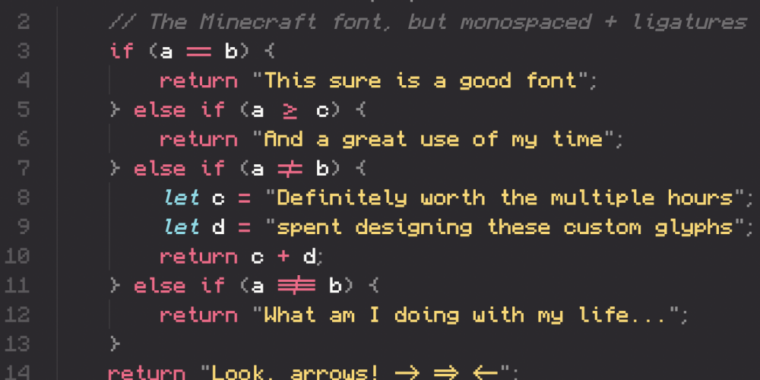 Ein Entwickler erstellt eine entzückende Programmierschrift, die auf Minecraft basiert