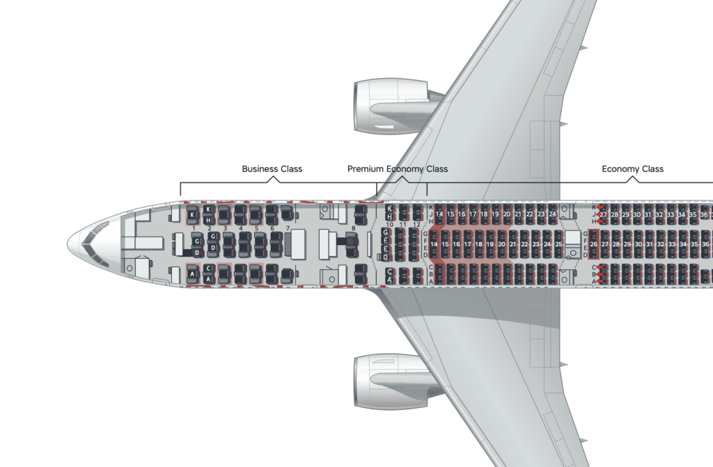 Alter Sitzplan der Austrian Airlines